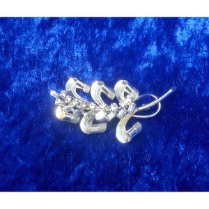 vintage 1950s carl art jewelry co. sterling silver and chrystals scrolls pattern